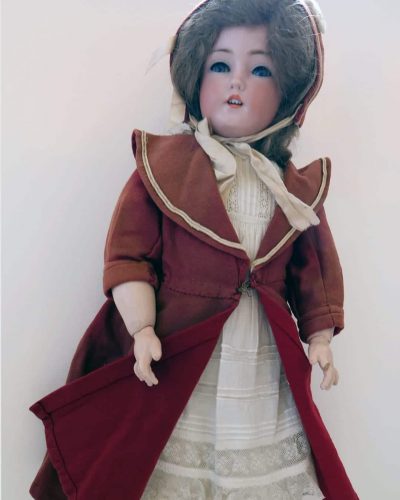 Doll in Red Coat by German Maker Simon Halbig c. 1914